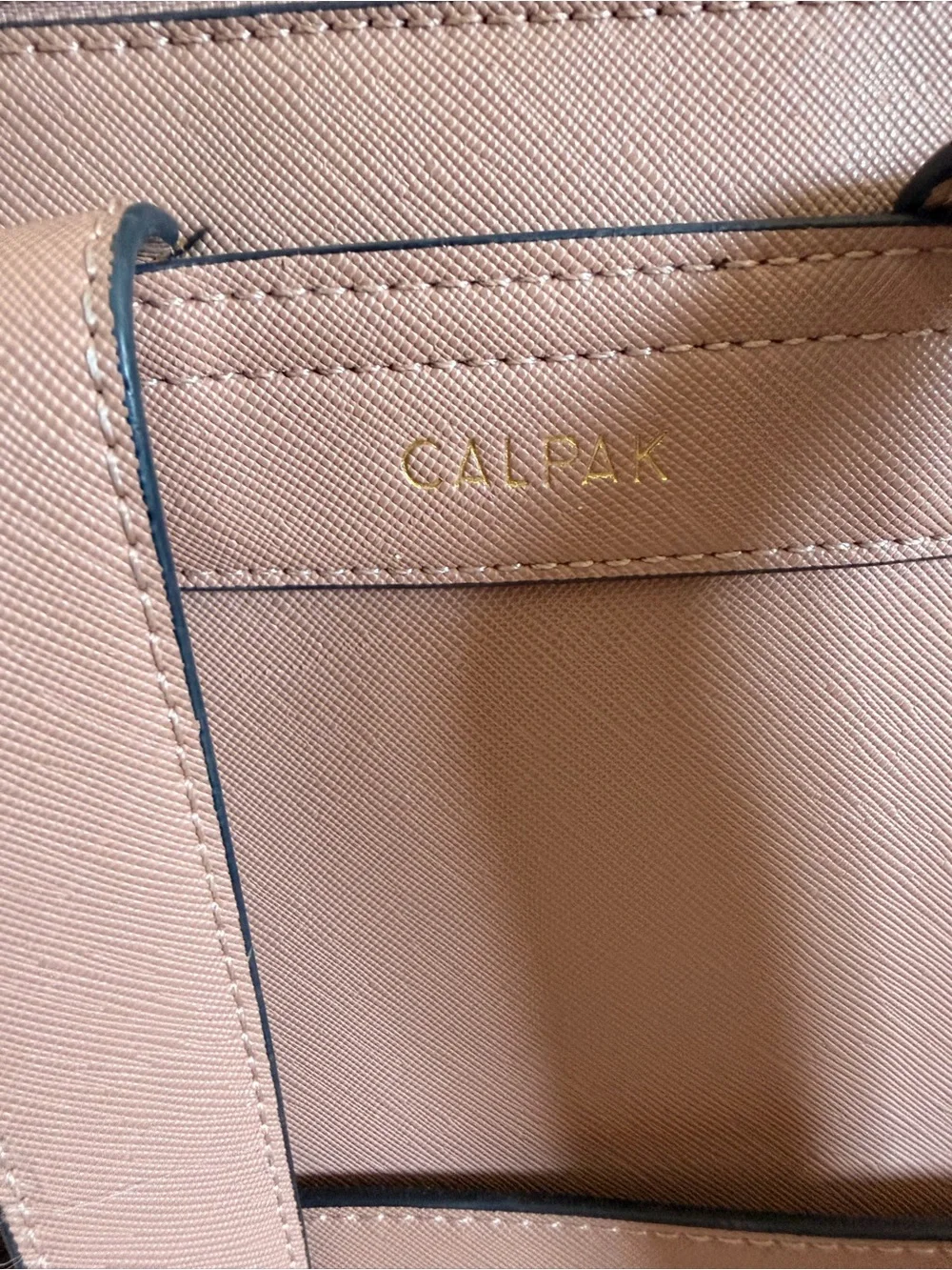 Calpak Dusty Rose Leather Backpack with Whipstitch Trim